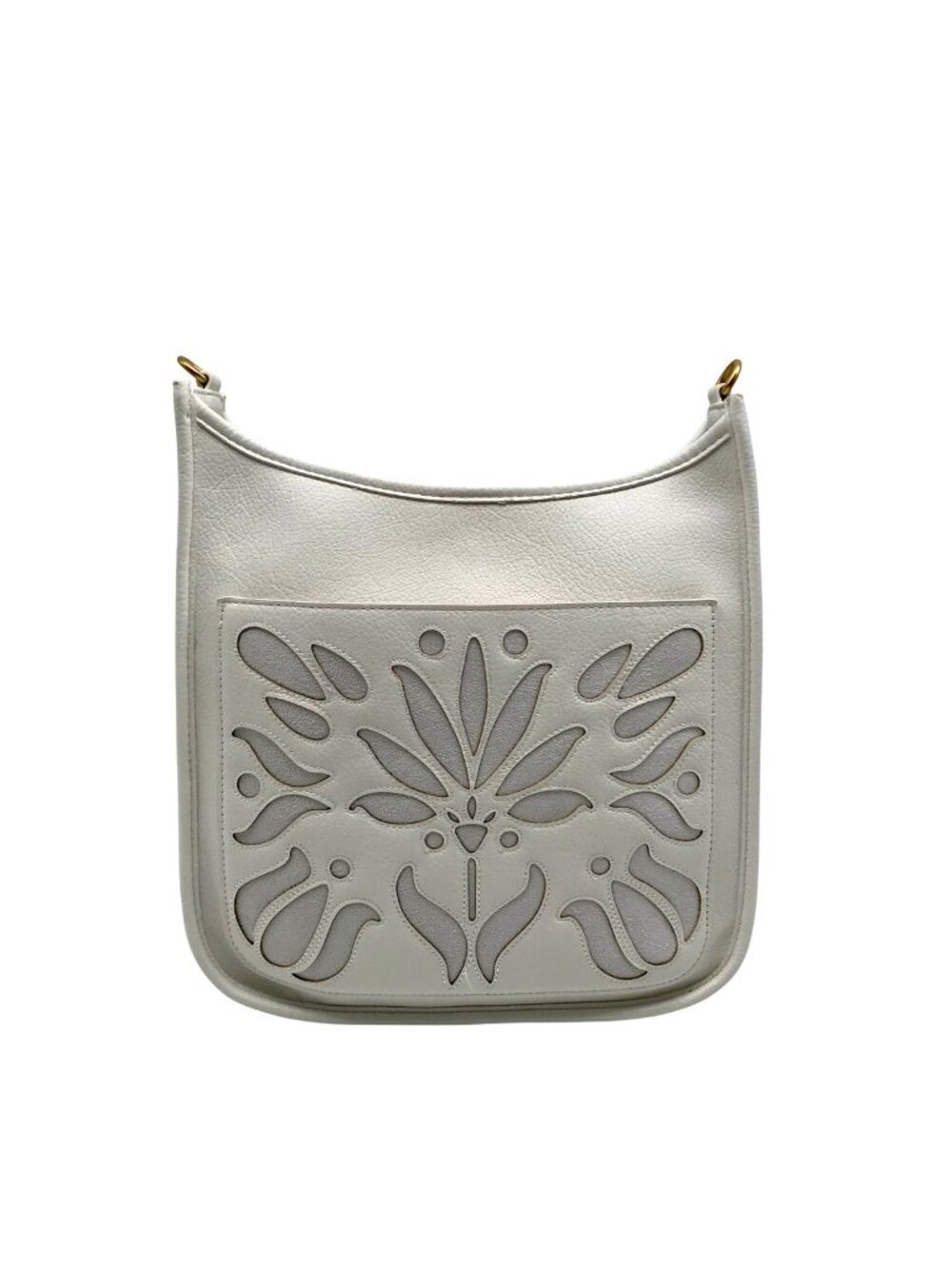 Style & Co White Faux Leather Deco Rose Medium Crossbody Bag